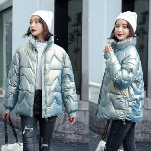 Down jacket womens winter 2021 Korean version of bright face wash-free cotton coat short loose thick bread coat