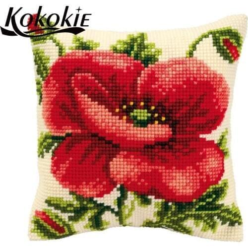Embroidered mats fabric embroidery yarn cushion mat flower throw pillow embroider Needlework kits diy cross stitch pillowcase