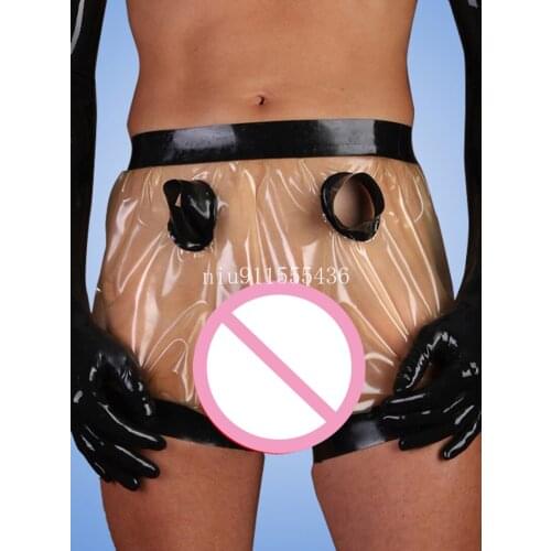 Sexy Lovers Lingerie Unisex Latex Knickers Spliced Handmade Latex Underpants for Men Males Uniform Fetish Costumes
