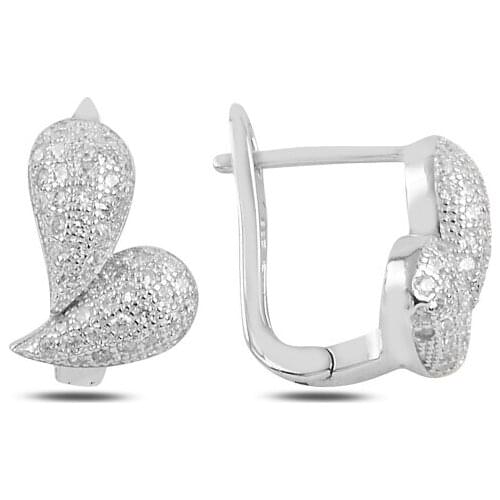 Silver 925 Sterling Drop Zircon Stone J Earrings