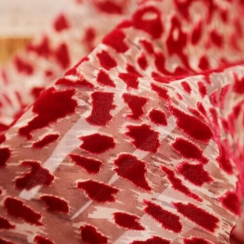 Dress Fabric Leopard Velvet Burn Out Flocked DIY Cheongsam Soft Wedding Dress Shirt Material fabric