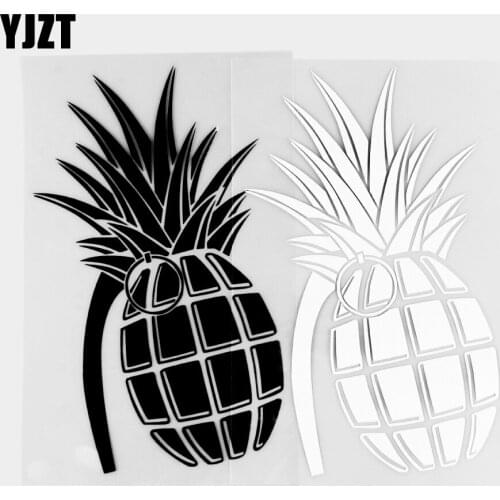YJZT 18.1×11CM Funny Car Sticker Cute Pineapple Shape Explosion Icon Exquisite Vinyl Decal Decoration Black / Silver 20C-0458