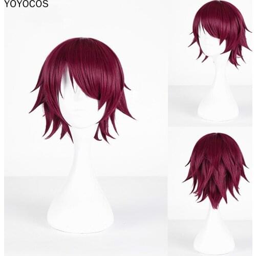 YOYOCOS HSIU Exusiai Cosplay Wig Game Arknights New Cute Sweet Short Red Wine Hair Headwear Halloween Boy Cosplay Party Gift
