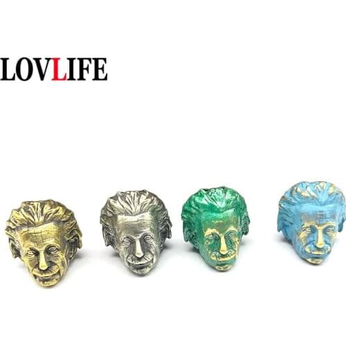 EDC Brass Knife Pendants Jewelry Paracord Bead Great Physicist Figurines Keychain Woven Lanyard Hanging EDC DIY Rope Accessories