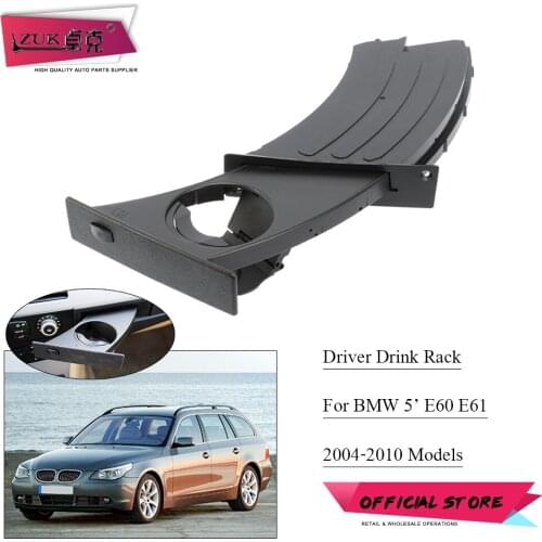 ZUK Front Dri Retractable Drink Rack Cup Holder Black For BMW 520 523 525 528 530 540 550 M5 E60 E61 2004-2010