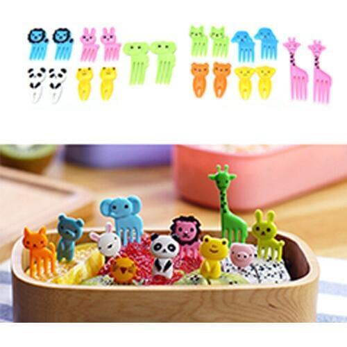 2020 10pcs/Set Animal Fruit Fork Mini Cartoon Children Snack Cake Dessert Food Fruit Pick Toothpick Lunches Decor Random Color