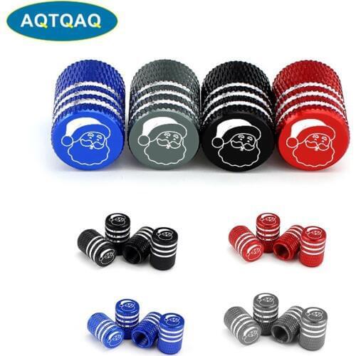 4Pcs/Set Universal Santa Claus Alu-alloy Tire Valve Caps for Car Truck Motorcycle Bicycle Valve Stem Cover Tire Accessories