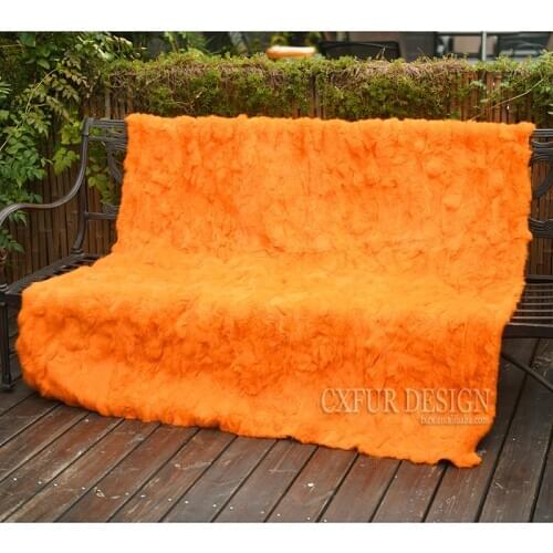 CX-D-11S Bedding Patchwork Real Rabbit Fur Throw Custom Made Real Fur Blanket ~DROP SHIPPING