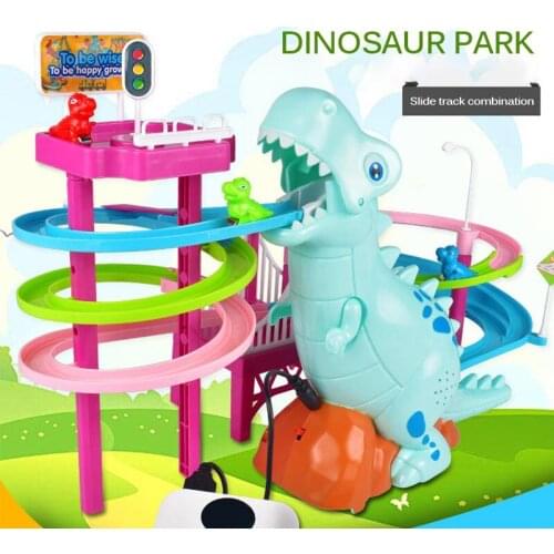 Dinosaur Assembly Track Musical Toy Electric Slide Railcar Tracks Toy Animal Climb Stairs Music Light Interactive Education Toys