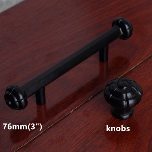 76mm retro black dresser kitchen cabinet door handles knob 3" black drawer shoe cabinet knob pull modern simple furnitire handle