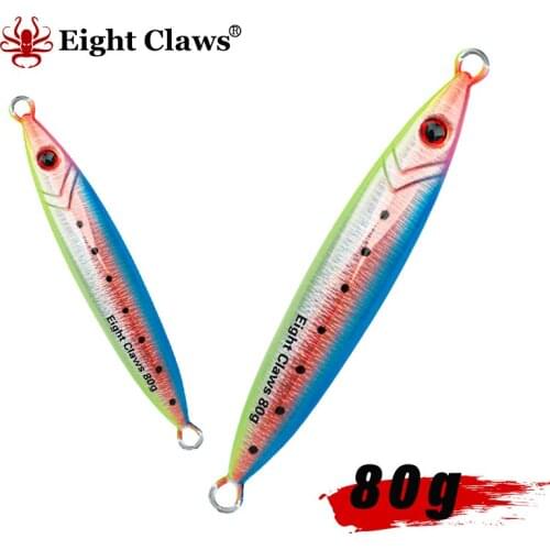 EIGHT CLAWS 80g Metal Slow Jigging Hard Bait Slow Jig Saltwater Metal Jig Fishing Lure Artificial Wobbler Swimbait