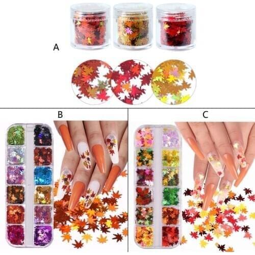 Epoxy Resin Maple Glitter Leaf Holographic Chunky Sequins Leaf Resin Fillings