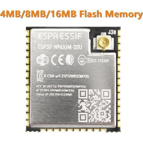 ESP32-WROOM-32U 4MB 8MB 16MB Flash Memory Wi-Fi+BT+BLE ESP32 Module IPEX antenna connector Espressif Original