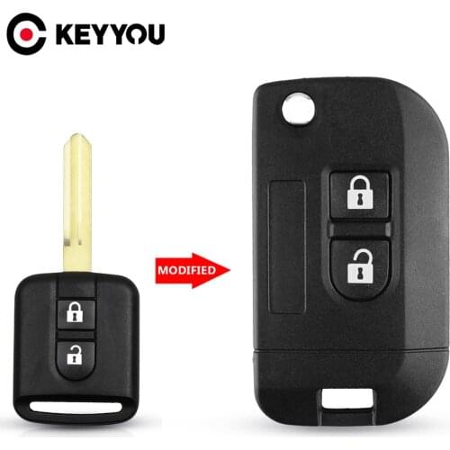KEYYOU Flip Modified Remote Key Shell Fob Cover For Nissan Qashqai primera Micra Navara Almera Note Sunny 2 Buttons Car Case