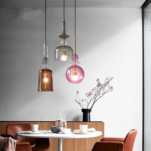 JAXLONG Colorful Pendant Lights Nordic Creative Living Room lustre Bar Bedroom Pendant Lamp Restaurant Glass Lighting hanglamp