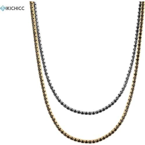 Kikichicc 100% 925 Sterling Silver 2020 New Black Zircon CZ Crystal Chain Women Luxury Jewelry Party Rock Punk Neck Jewels