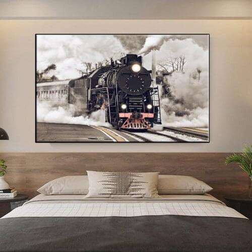 Classical Trains Steam Locomotive Canvas Painting Posters and Prints Wall Art Pictures for Living Room Home Decoration No Frame