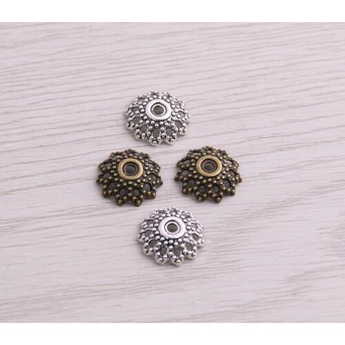 SWEET BELL 80pcs 3*12*12mm Two Color Receptacle Hollow Small Flower DIY Spaced Jewelry Accessories Charms For Jewelry Making
