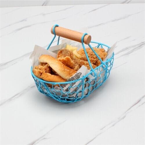 AsyPets French Fries Fast Food Baskets Organizer Metal Frying Net Bread Hamburger Holder Stand Basket