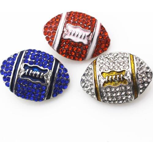 Mix crystal color rhinestone football snap buttons DIY 18mm ginger snap button bracelet&bangle jewelry charms 30pcs/lot