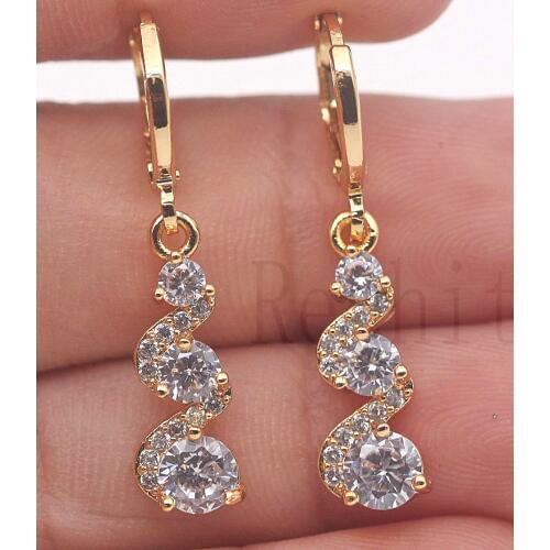 Trendy Drop Earrings for Women Gold Color Earring with Rainbow Red Green Zircon Luxury Jewelry for Party Wedding Gift