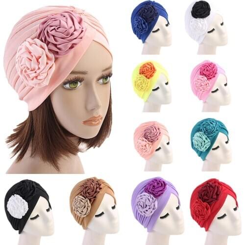 Muslim Women Hat Beanie Islamic Turban Flower Chemo Cancer Headwear Hair Loss Head Cover Ladies Hair Accessories
