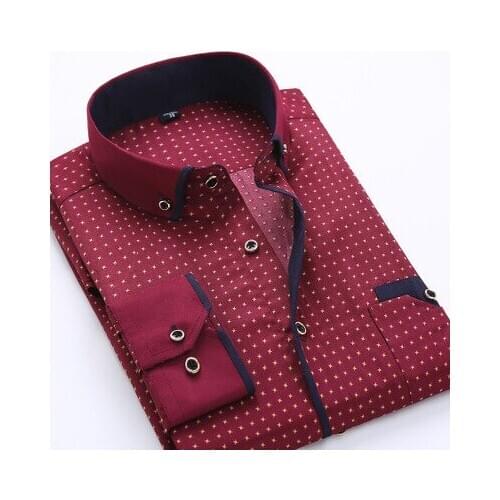 2020 Men Casual Long-Sleeve Printed shirt Fashion Slim Fit Male Social Business Dress Shirt Brand Men Clothing Soft Comfortable