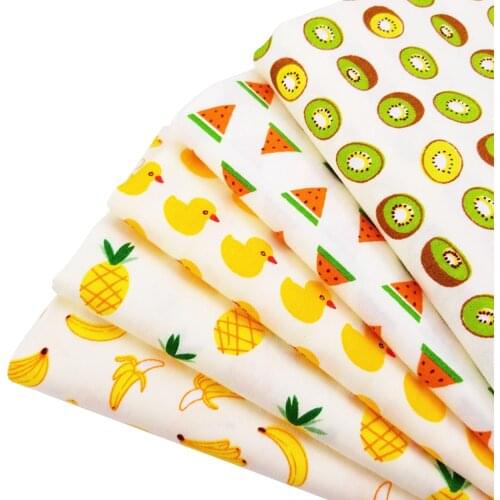 Body-Friendly Soft Cotton Twill Fabric For DIY Handmade Patchwork Material Kiwi/Pineapple/Watermelon/Banana/Duck Printed Fabric