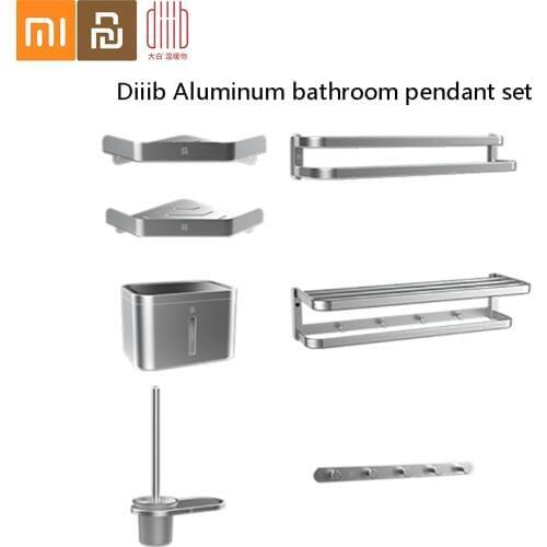 Diiib Dabai Aluminum Alloy Bathroom Pendant Set Paper Towel Rack Towel Rack Hook Free Punch DIY Assembly Two Colors Optional