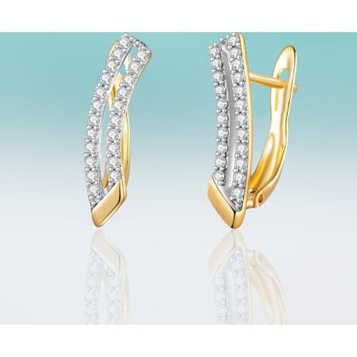 New Classic Small Gold Camber Stud Earrings Micro Inlay Cubic Zirconia Earrings for Women Jewelry Simple Gift Brincos