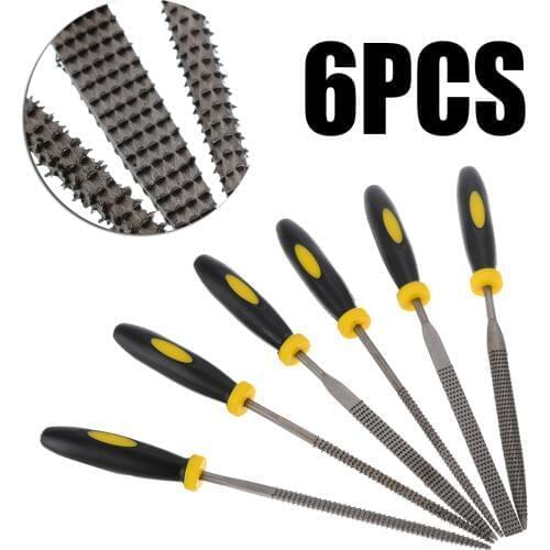 Durable 6pcs Mayitr Small Wooden Rasp Set Flat Round Square Triangle Halbrund Needle Files Woodworking DIY Tools