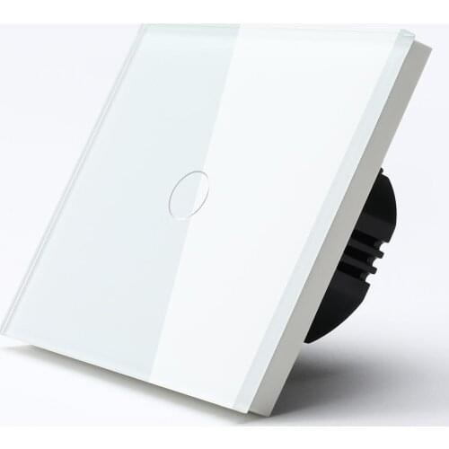 86mm Bseed Mvava 1 Gang EU Standard Light Touch Switch 300W Wall Switch Black White Golden With Mirror Crystal Glass Panel