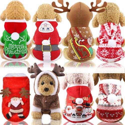 OIMG Dog Hoodies Christmas Costume Dog Clothes Winter Cat Sweatshirts Chihuahua Pomeranian Pet Clothing Hoodies For Small Dogs