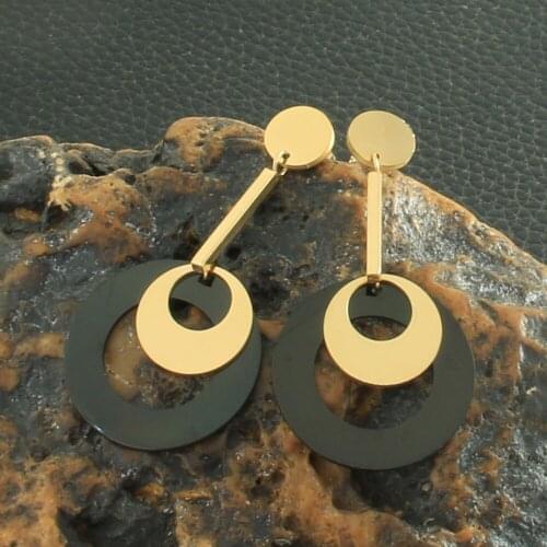 Simple Gold Color Drop Round Earring Fashion Stainless Steel Jewelry Earrings For Women EFGZDKHP