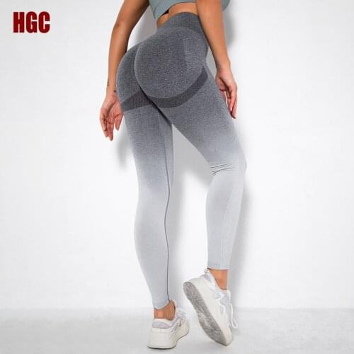 Women Seamless Leggings High Waist Ombre Yoga Pants Squat Proof Gradient Color Breathable Sports Tights GYM Fitness Bottoms HGC