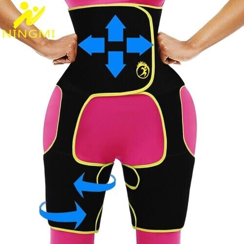 NINGMI Women Slimming Waist Trainer Leg Shapers 3 in 1 Body Shaper Push up Butt Lifter Neoprene Shapewear Thigh Trimmer Hip Belt