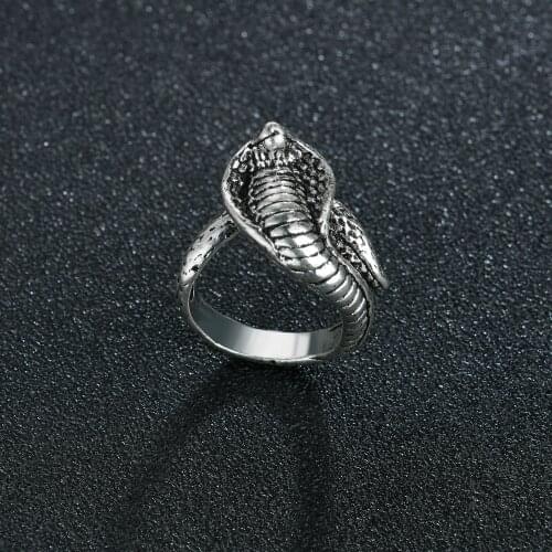 European New Retro Punk Exaggerated Cobra Snake Ring Fashion Personality Stereoscopic Opening Adjustable Ring Animal Jewelry