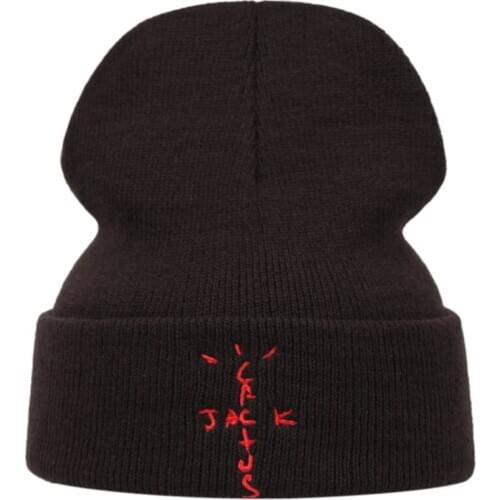 Winter Embroidery Jack Cactus Beanie Travis Scott Cotton Knitted Hat Skullies Hip Hop Cap