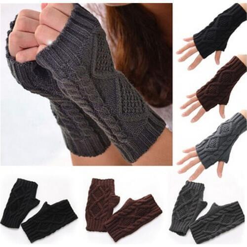 1PC Unisex Arm Fingerless Knitted Long Gloves autumn winter Warmer Long Gloves Cute Mittens Men Women Clothing Accessories