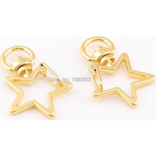 10pcs/lot 34mm Gold color star shape swivel hook Trigger Snap Hook spring hook for decoration
