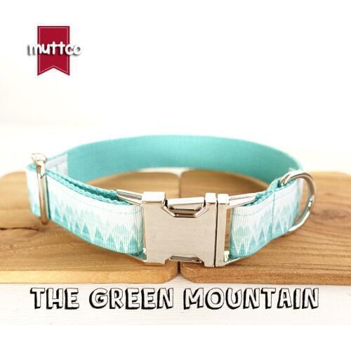 10pcs/lot MUTTCO wholesale fresh style basic dog puppy collar THE GREEN MOUNTAIN print dog collar leash 5 sizes UDC015