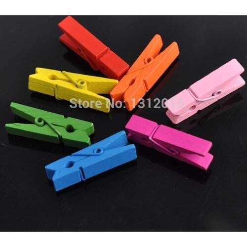 30Pcs Wooden decorative Clothespin Craft Clips Mixed Colors 35x11mm For DIY Jewelry fingdings 0119-3