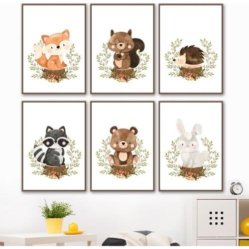 5D Diamond Painting Fox Rabbit Bear Raccoon Hedgehog Squirrel Nursery Diamond Embroidery Mosaic Set Cross Stitch ChildrenS Home