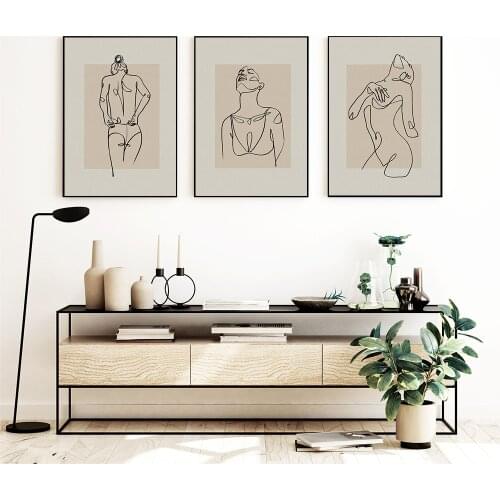 Abstract Line Feminine Body Figure Wall Art Canvas Posters Prints Minimalist Woman Fine Naked Painting Modern Wall Picture Decor