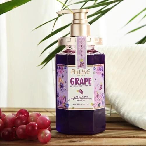AILKE Natural Crystal Grape Fruit Oil Moisturizing Whitening Perfume Body Wash Shower Gel Skin Exfoliator