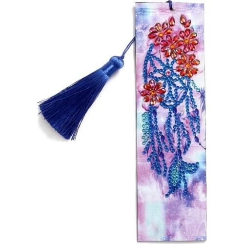5D DIY Diamond Painting Bookmark Leather Dreamcatcher Tassel Book Marks Special Shaped Diamond Embroidery Book Page Mark Gift