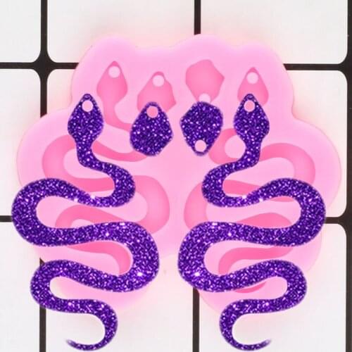 Shiny Glossy Snake Epoxy Resin Craft Keychain Silicone Mold Pendant Polymer Clay Mould DIY Handmade Charms Molds Earring Moulds
