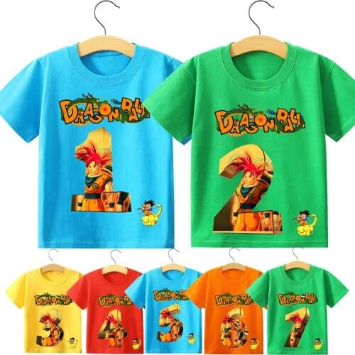 Dragon Ball Goku T-shirt Childrens Short Sleeve Boys Kids 100%cotton Birthday Digital Printing Clothes Top Tee Birthday Gift