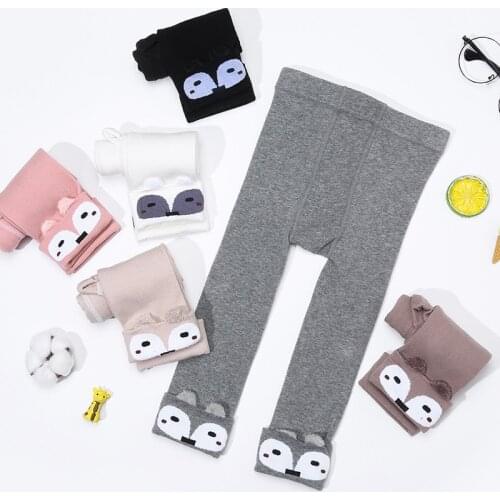 Childrens Leggings Cotton cartoon fox Spring autumn girls Capris Wear baby Fox pants on the outside Pants toddler leggings