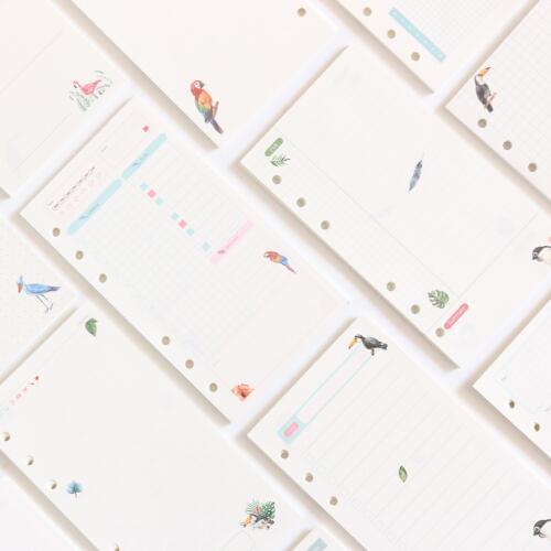 Domikee cute 6 holes replacement filling inner papers for binder spiral notebooks,12 kinds: daily weekly monthly grid dots,A5A6